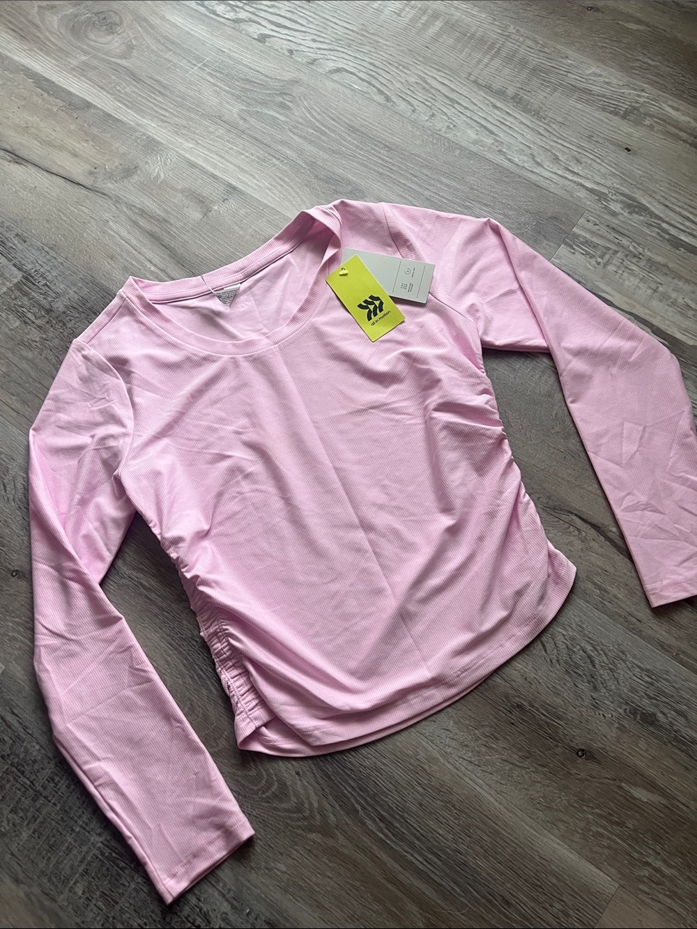 all in motion Light Pink Long Sleeve Ruched Side Top